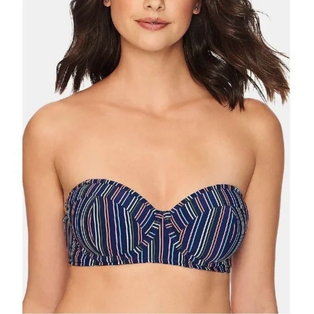 Vera Bradley Reversible Wildflower Ditsy & Wildflower Stripe Charlotte BikiniTop - Picture 3 of 10